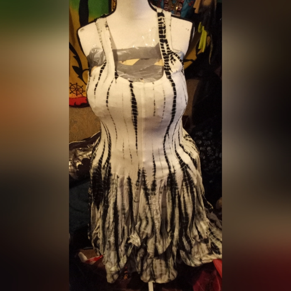 Black and White Tie-Dye Dress